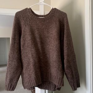 Brown Knit Crewneck Sweater